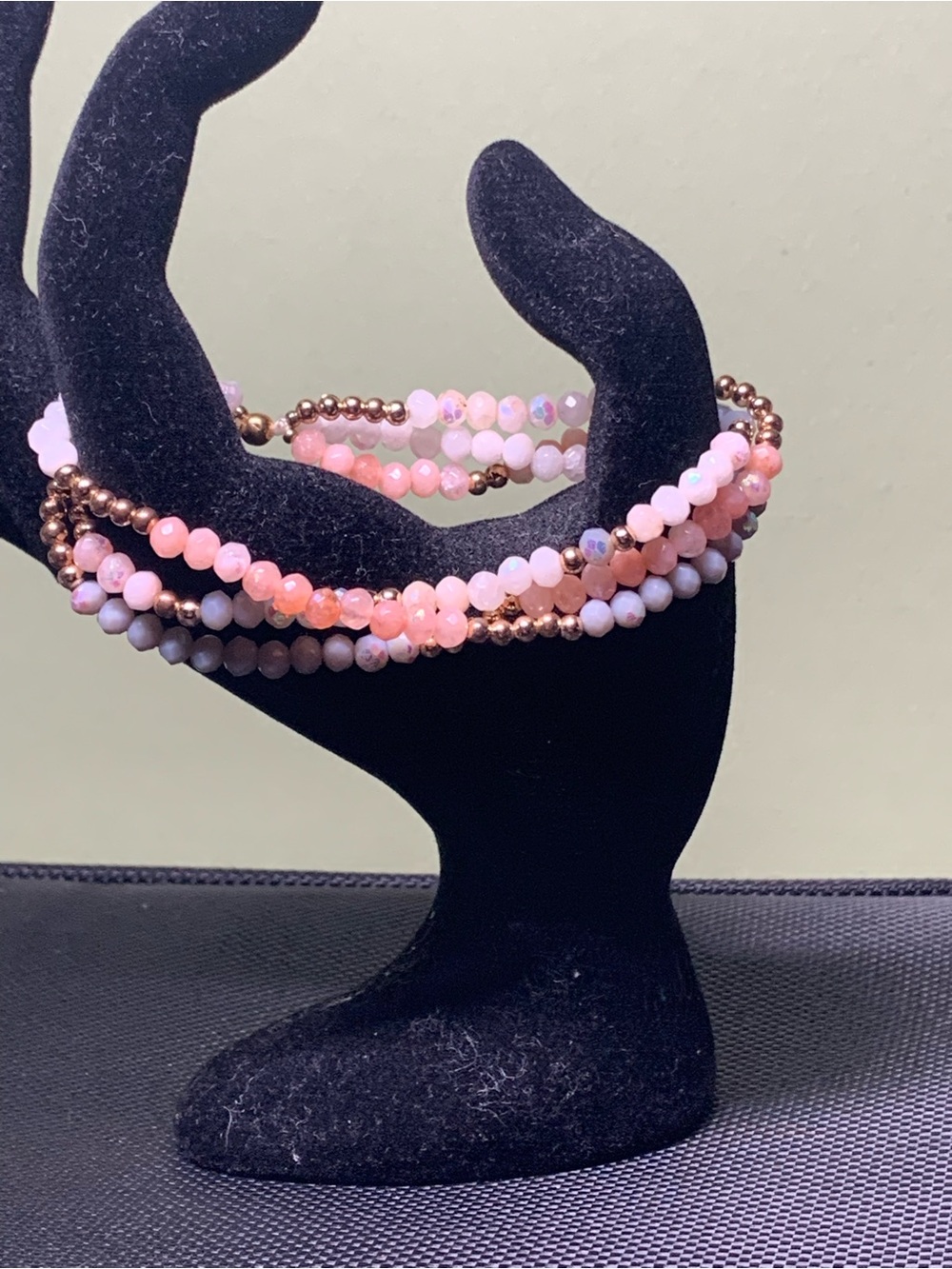Pink Beaded Stretch Bracelet
